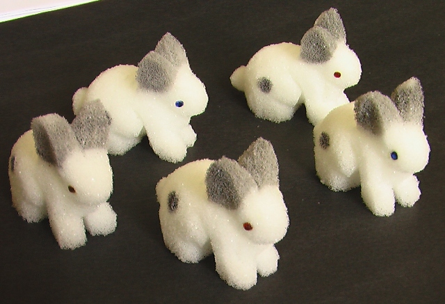 (image for) Sponge Baby Rabbits - Gray - Set of 5 - Eddie Ace